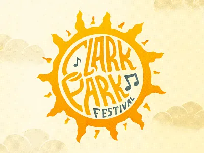 Clark Park 2 clouds festival music music notes sketch sun type