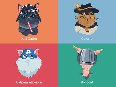 Incredible cats captain america cat dart vader lazer robocop zorro