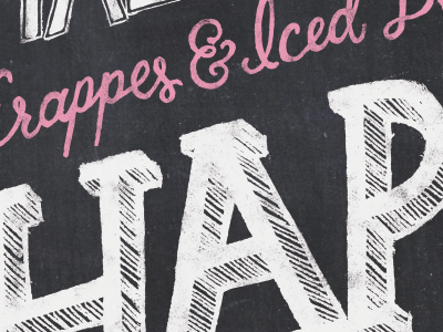 Happy board chalk hand happy hour lettering type