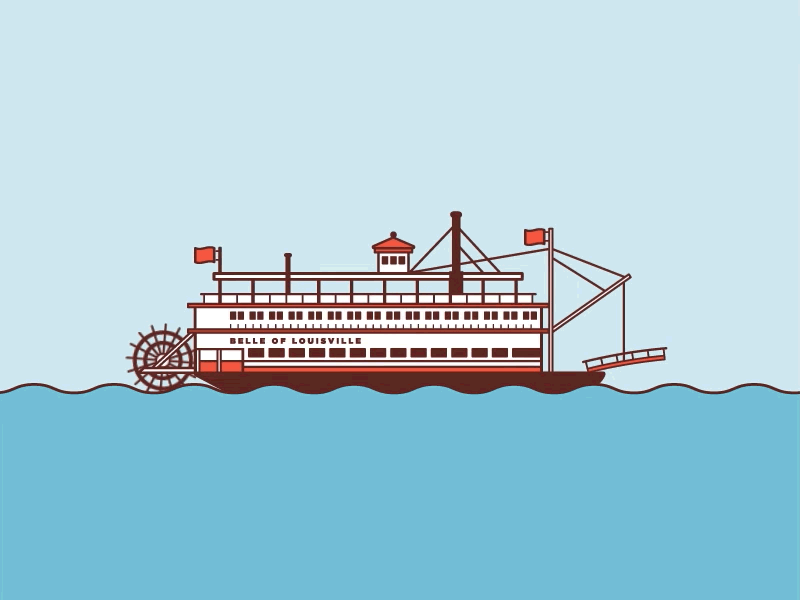 Rollin' On The River [GIF] animation belle of lousiville boat edge animate flat gif illustration kentucky louisville motion river steamboat