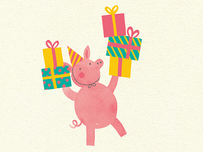 Party Pig Thursday birthday colour fun illustration party pig sketch