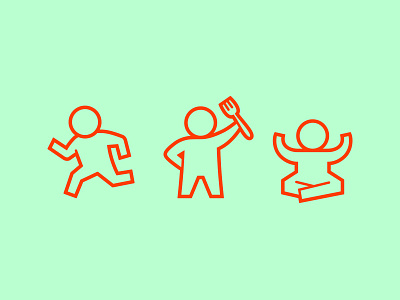 Healthy Guys eating figure fitness food fork health icons meditating minimal running simple zen