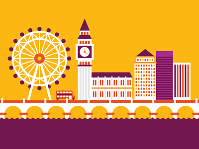 London big ben buildings ferris wheel illustration london skyline