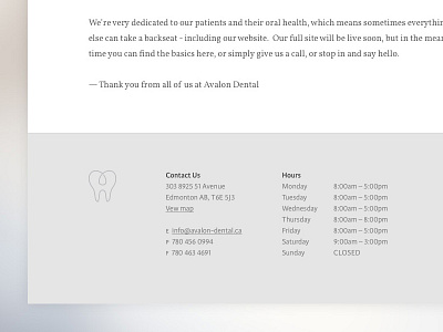 Avalon Dental Footer footer karmina sans