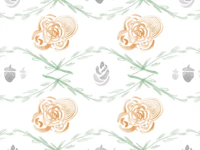 back of biz card pattern acorn floral pattern pinecone
