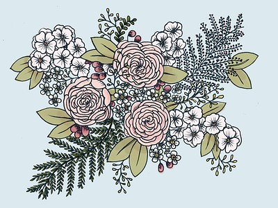 every flower! ferns floral flowers illustration