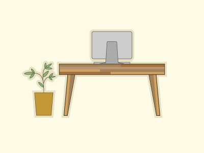 Desk & Plant desk mid century plant retro vector