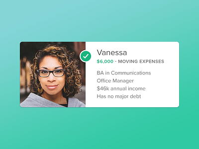 Earnest Customer Card card customer earnest flat lending profile snapshot ui user