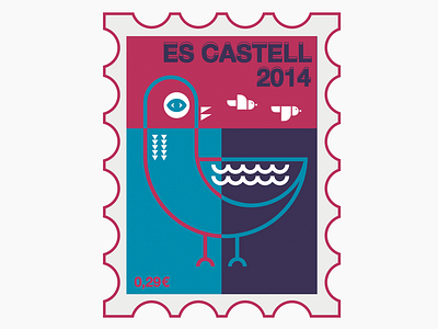 Serie stamp nº4 bird illustration menorca sello stamp vector