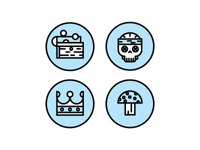 Success or die chest crown icons illustration mushroom skull spot treasure