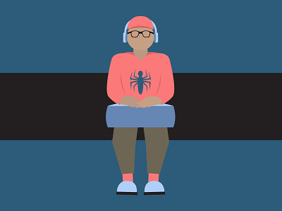 On The Subway character design headphones illustration minimal rider shapes spider subway train