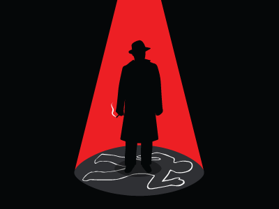 Noir flat illustration noir silhouette vector