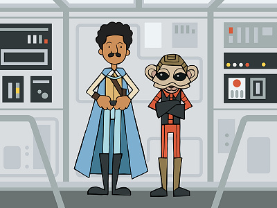 EP6 : Lando & Nien Nunb character design farfaraway illustration illustrator land maythe4thbewithyou niennunb starwars starwarsday vector