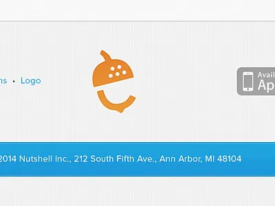 Nutshell web design app branding footer graphic design ios logo design orange texture ui design web design