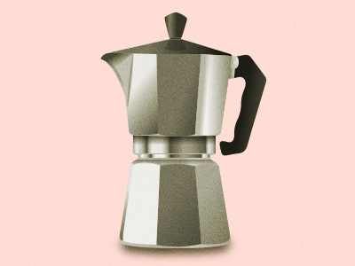 Moka Pot Illustration black coffee drawing flat grey illustration pink texture vector