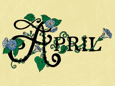 April april calendar detail floral flowers hand lettering month morning glory typo typography