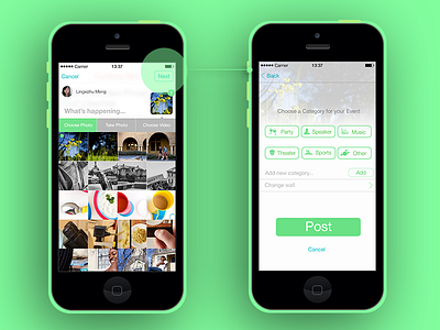 Add new post design add categories ios7 photo
