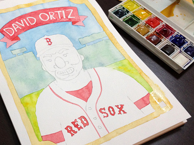 Big Papi work in progress baseball boston fenway illustration red sox watercolor watercolour