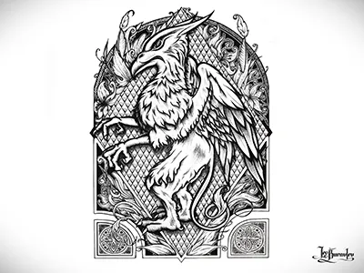 Gryphon black draw graphic gryphon illustration ink paper pen sketch white