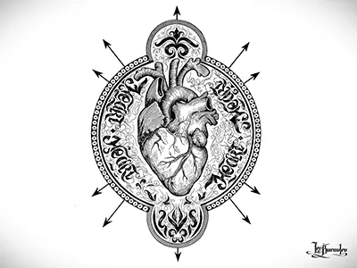 Heart anatomy black design graphic heart illustration ink paper pen white