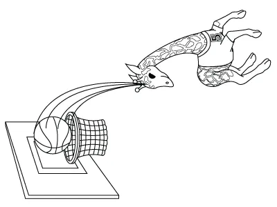 Giraff playing basket animal basket cute giraff kids lineart sport