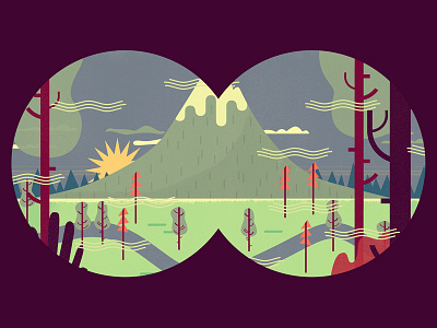 Binoculars binoculars landscape mountain river trees wind