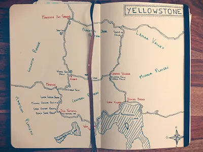 USA Road Trip Moleskine - Yellowstone Map book map moleskine sketch usa yellowstone