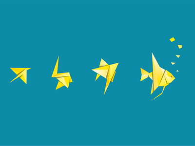 Continuity of fish continuity fish origami paper water