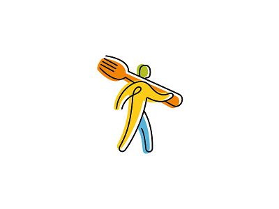 Nomad color design dinner eat food fork ilustration man nomad restaurant vector walking