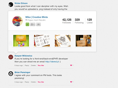 Dribbble - User profile overview clean design dribbble interface simple ui ux