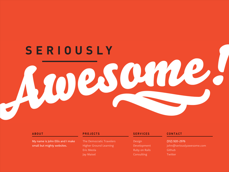 Seriouslyawesome2014site bello menu orange portfolio web