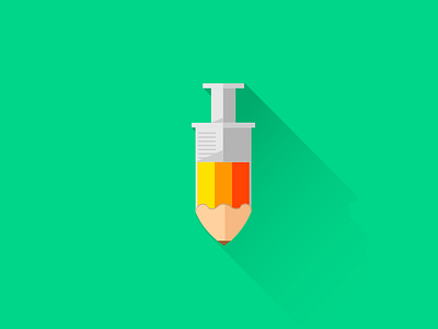 Pencil Icon creativity design flat green icon injection orange pencil