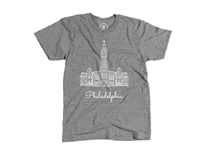 Tee architecture building city city hall cottonbureau illustrator line drawing philadelphia philly shirt tee vector