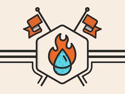 Mark for VOD drop flag flame halftone icon illustration line logo mark shadow simple wip