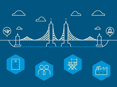 Bridge n things bridage icons ppt university