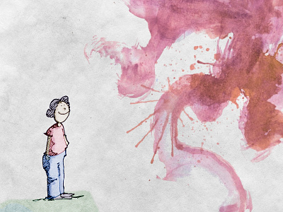 Face your demons art colour demon doodle illustration paper pockets sketch splash watercolour