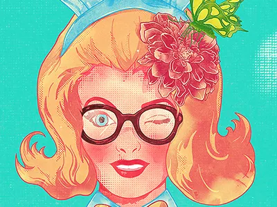 Lapin Belle belle butterfly choppre lapin retro vintage watercolor