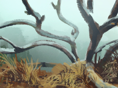 daily sketch fog forest mist sketch tree