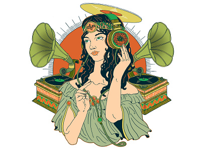 Analog analog audio groove headphone music record sound victrola