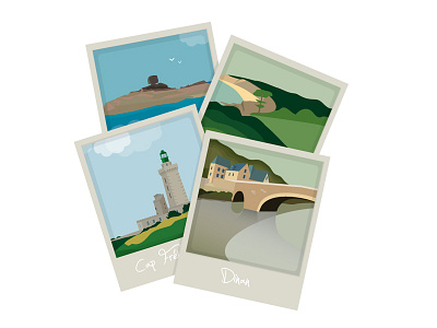 Vacances en Bretagne illustration landscape polaroid vector