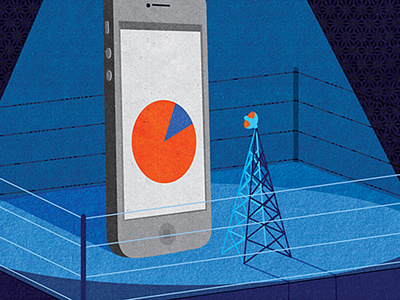 Risks Loom Over Telecom Industry, Morningstar Advisor editorial editorial illustration illustration info graphics magazine mobile print tech technology texture