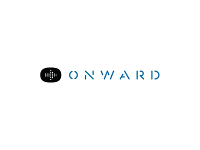 Onward arrow brandmark fun city logo wordmark