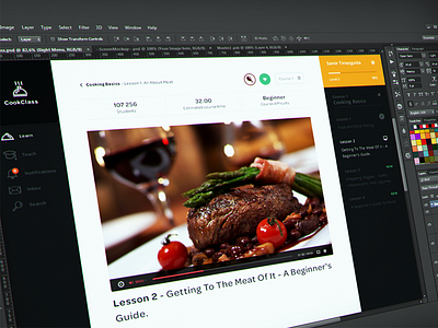 Online cooking class UI clean flat food simple ui ux webdesign