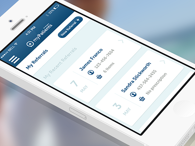 Medical App android app blue iphone list medial mobile ui