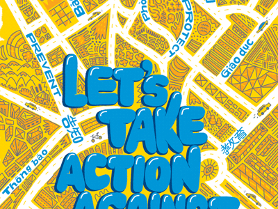 Cancer council crop illustration lettering maps pattern