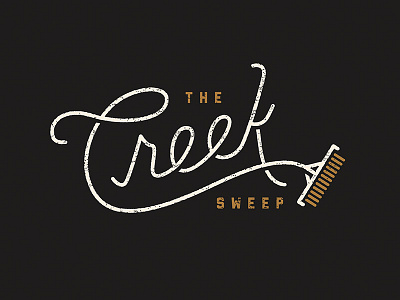 ArtCrank Poster Progress - Creek Sweep artcrank bike biking broom creek handlettering illustration minnesota poster script sweep typography