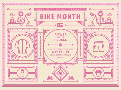 Bike Month austin bike commute line art