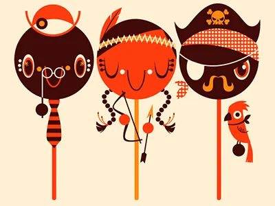 lollipops brown candy flat color orange