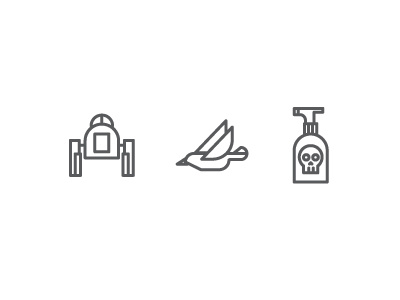 Random Icons bird chemicals skull spray bottle tractor