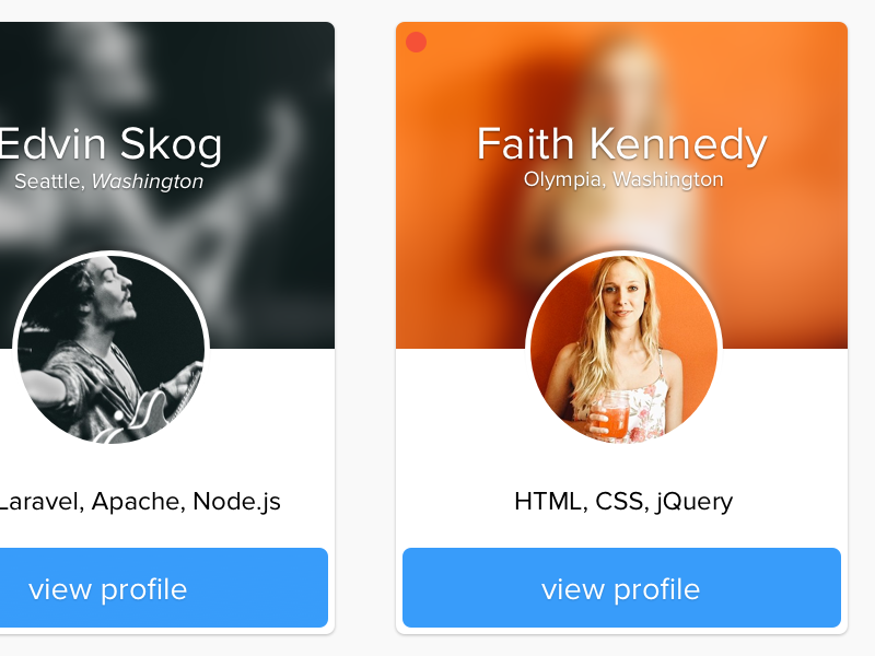 Example of Devjobs Profile card